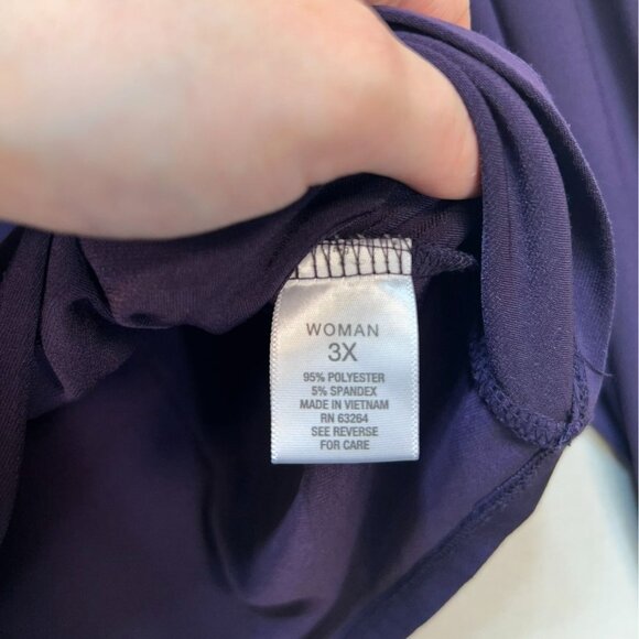 Roz & Ali Womens Long Sleeve T-Shirt Size 3X Purple V-Neck Stretch Casual Top - Picture 3 of 9